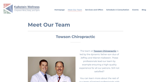 Our team page of Kalkstein Wellness